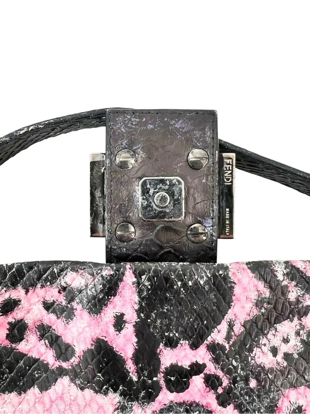 RARE FENDI Upcycled Vintage Mini FF Baguette Bag in Black Pink & Green - Picture 12 of 16